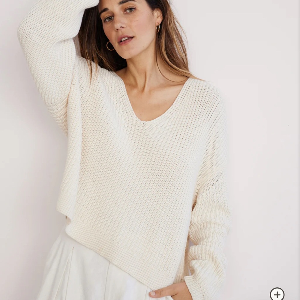 Jenni Kayne Cream V-Neck Sweater